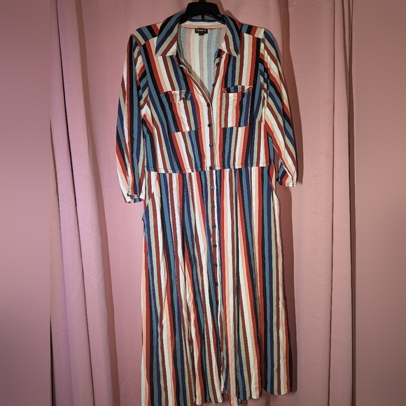 Torrid Challis Striped Button Down Shirt Dress 1x(14-16) - Picture 4 of 12